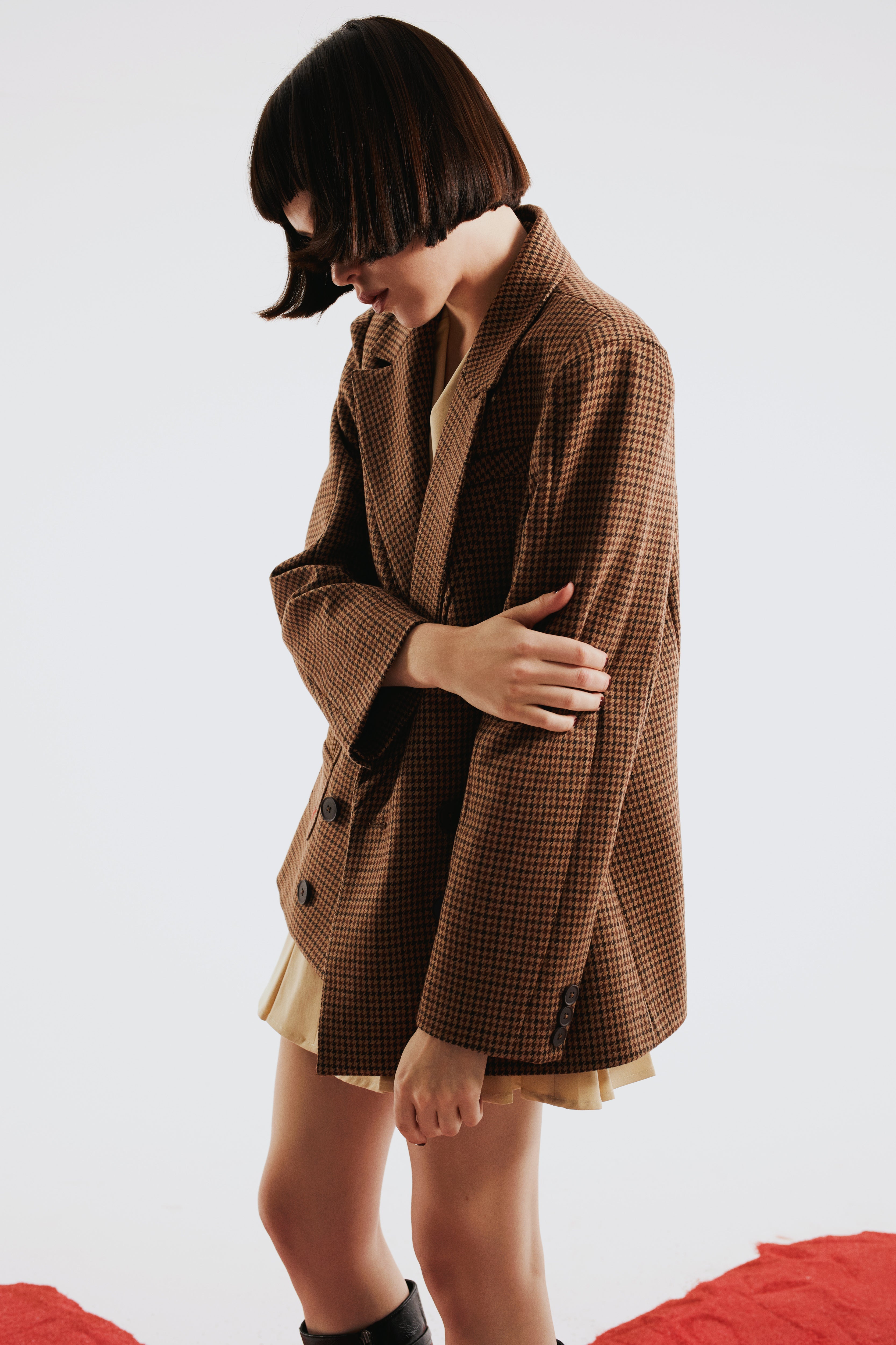 Cotton Big Shoulder Women Blazer Jacket